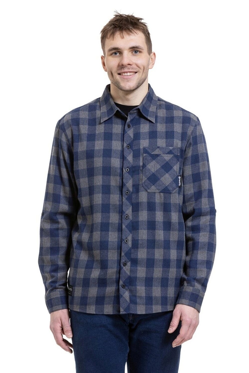 chemise Meatfly Kurt LS - Blue/Grey - men´s