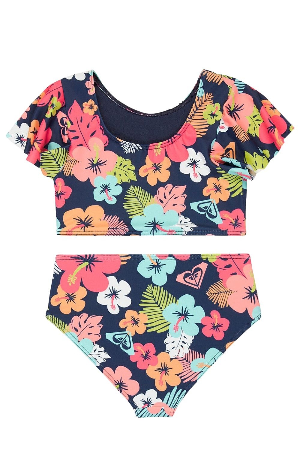 swimsuit Roxy Morning Flower Crop Top Set - BSP6/Mood Indigo Morning Flowers Tw - kid´s