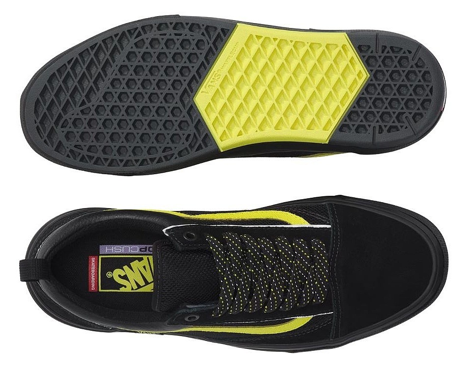chaussures Vans Skate Old Skool Wafflecup - Black/Lime - men´s