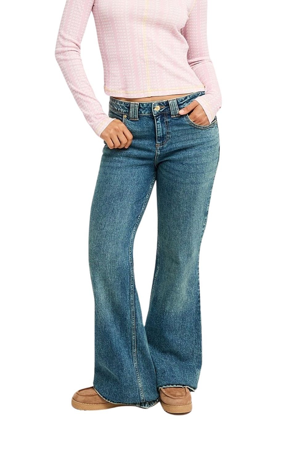 jeans Roxy Flipside Flare Denim - BJD2/Surf Wash Sandy - women´s