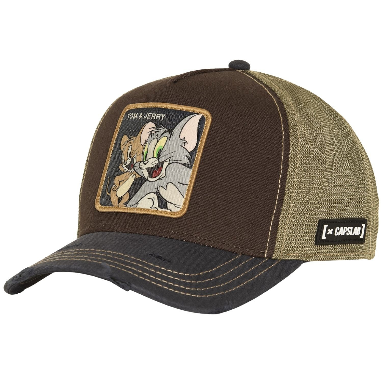cap Capslab Tom and Jerry A Frame Premium Trucker - Dark Brown/Dark Blue/Olive Green - men´s