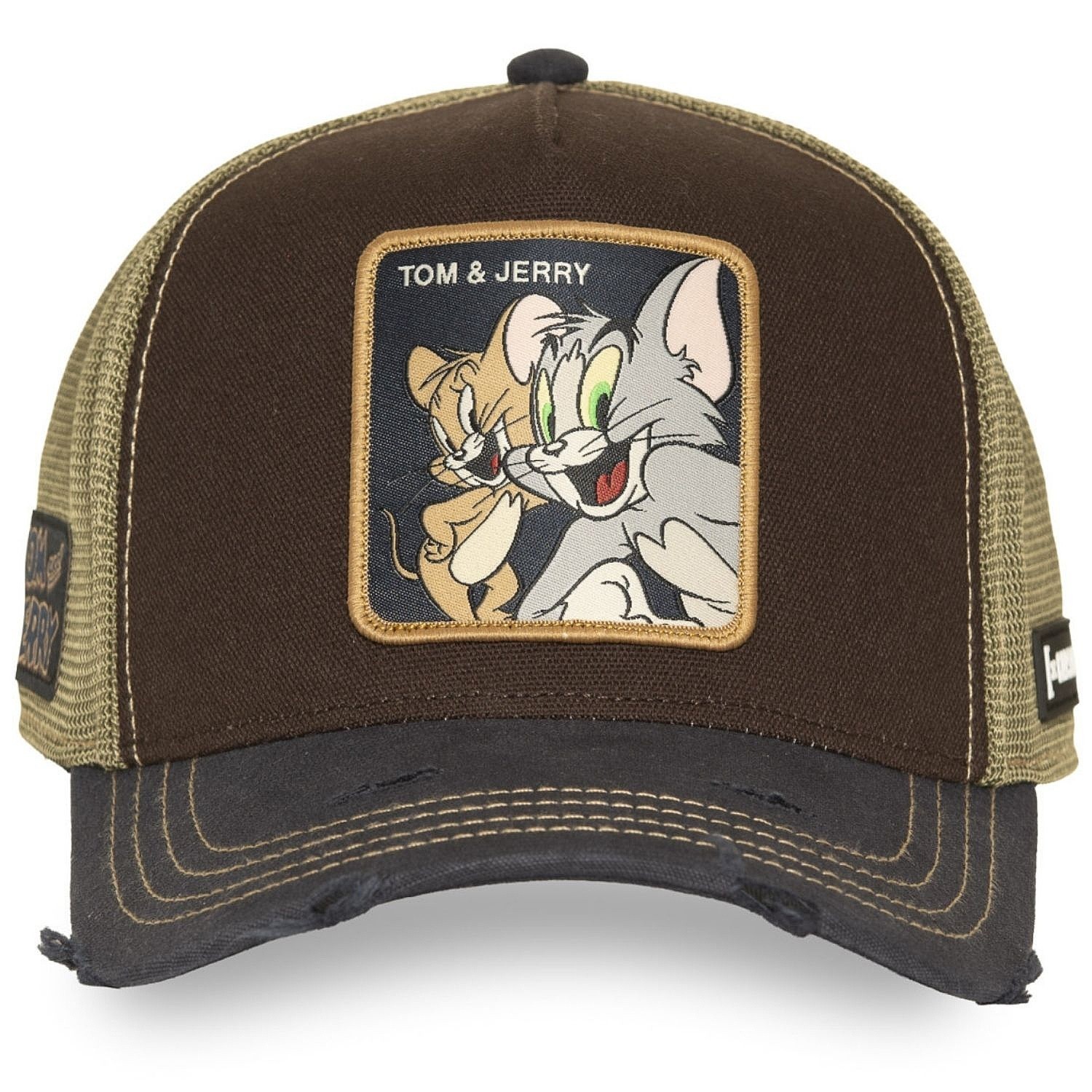 cap Capslab Tom and Jerry A Frame Premium Trucker - Dark Brown/Dark Blue/Olive Green - men´s