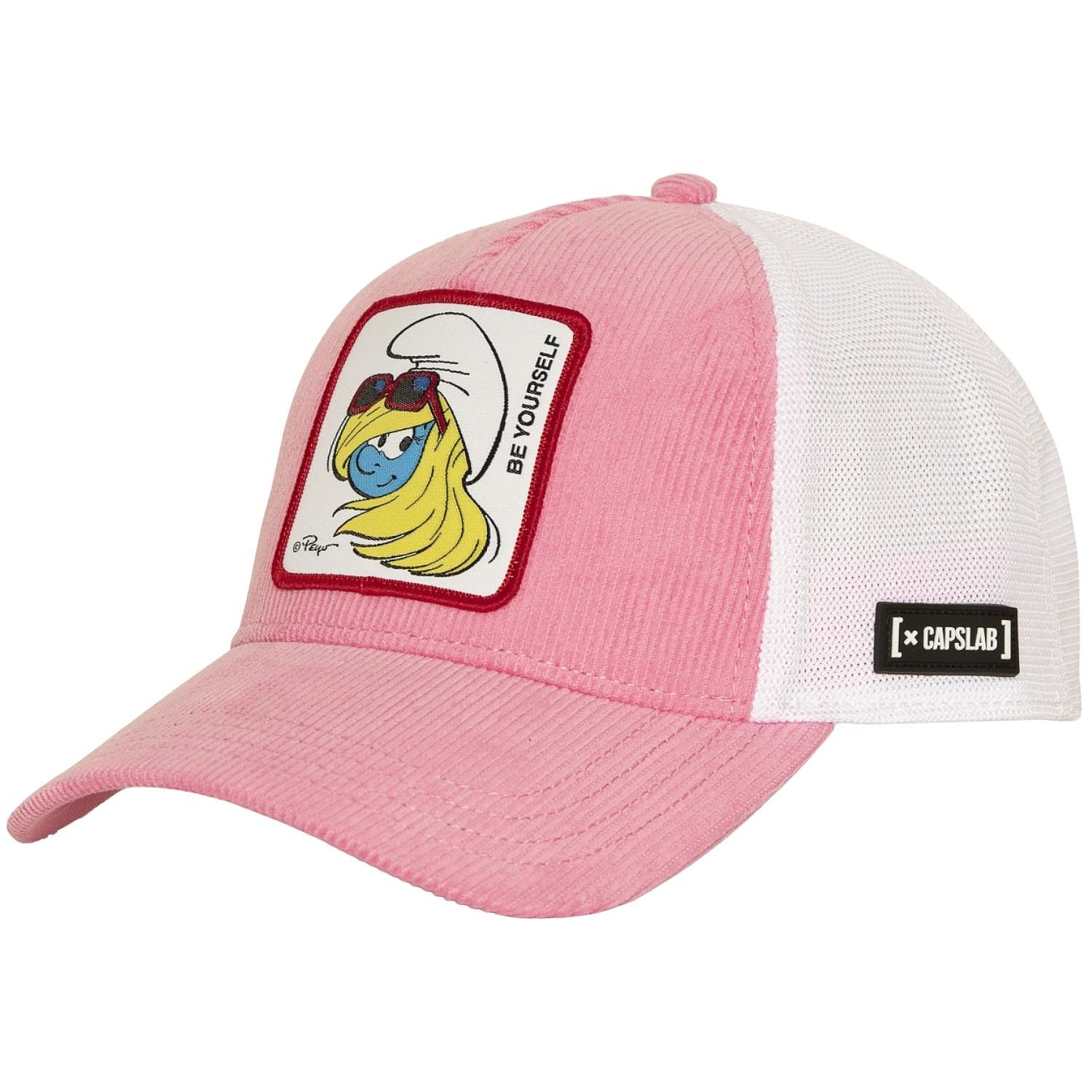czapka z daszkiem Capslab The Smurfs A Frame Corduroy Trucker - Smurfette/Pink/White - women´s