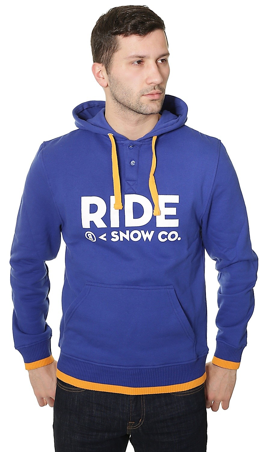 Sweatshirt Ride Logo Henley - Dark Cobalt