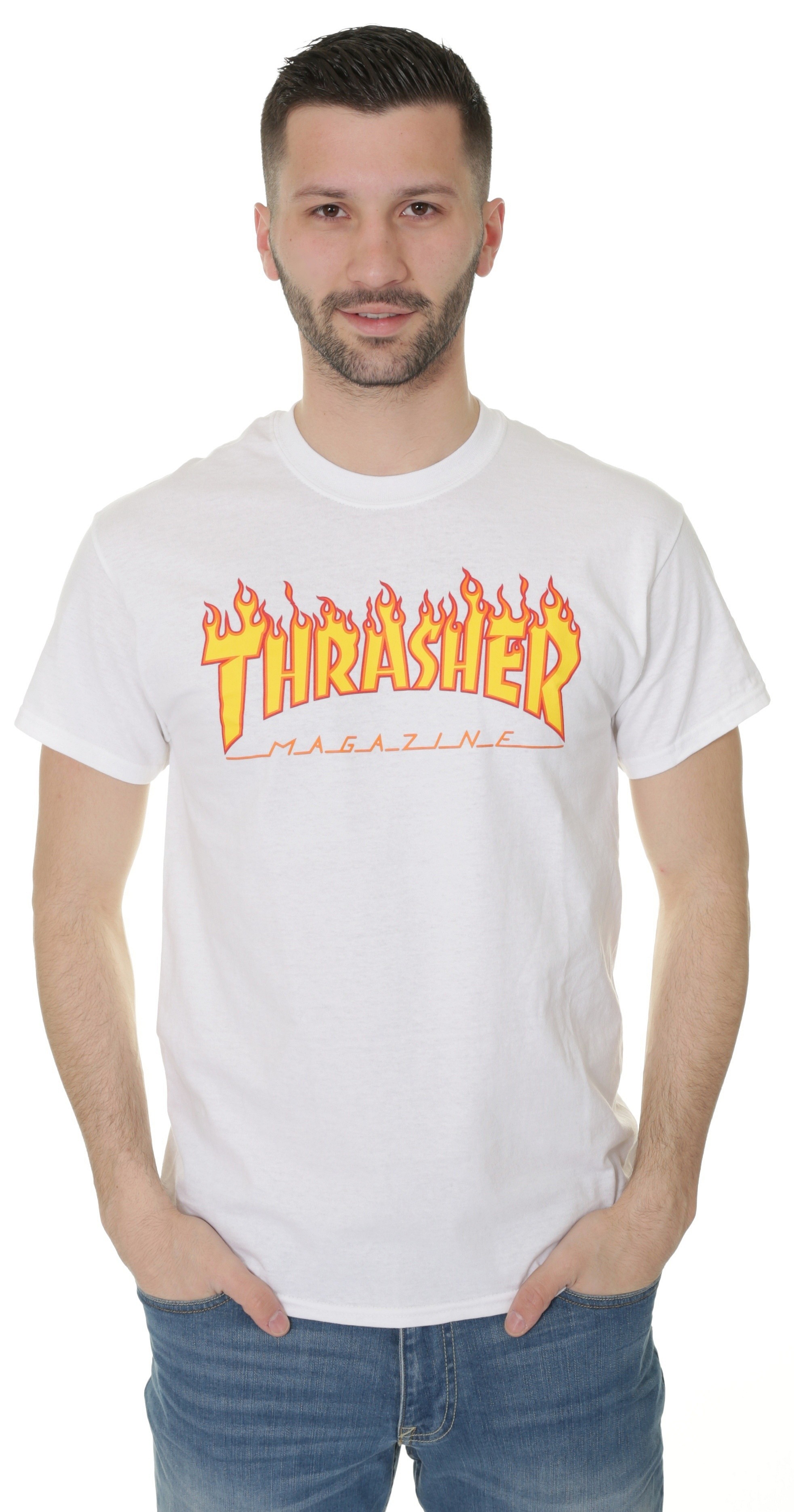 camiseta Thrasher Flame Logo - White