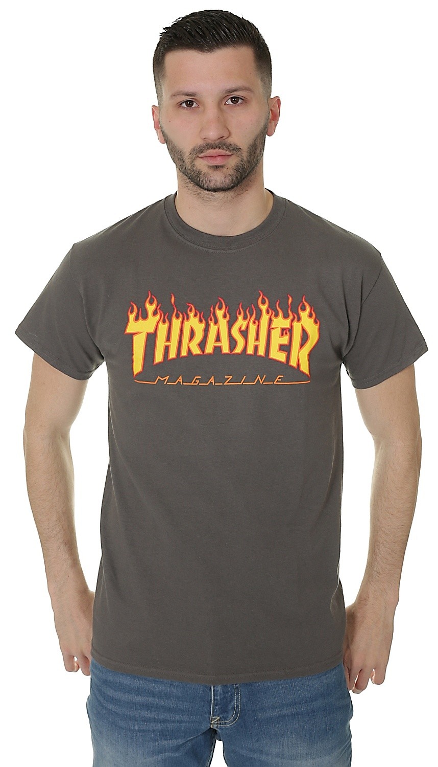 linne Thrasher Flame Logo - Charcoal Gray