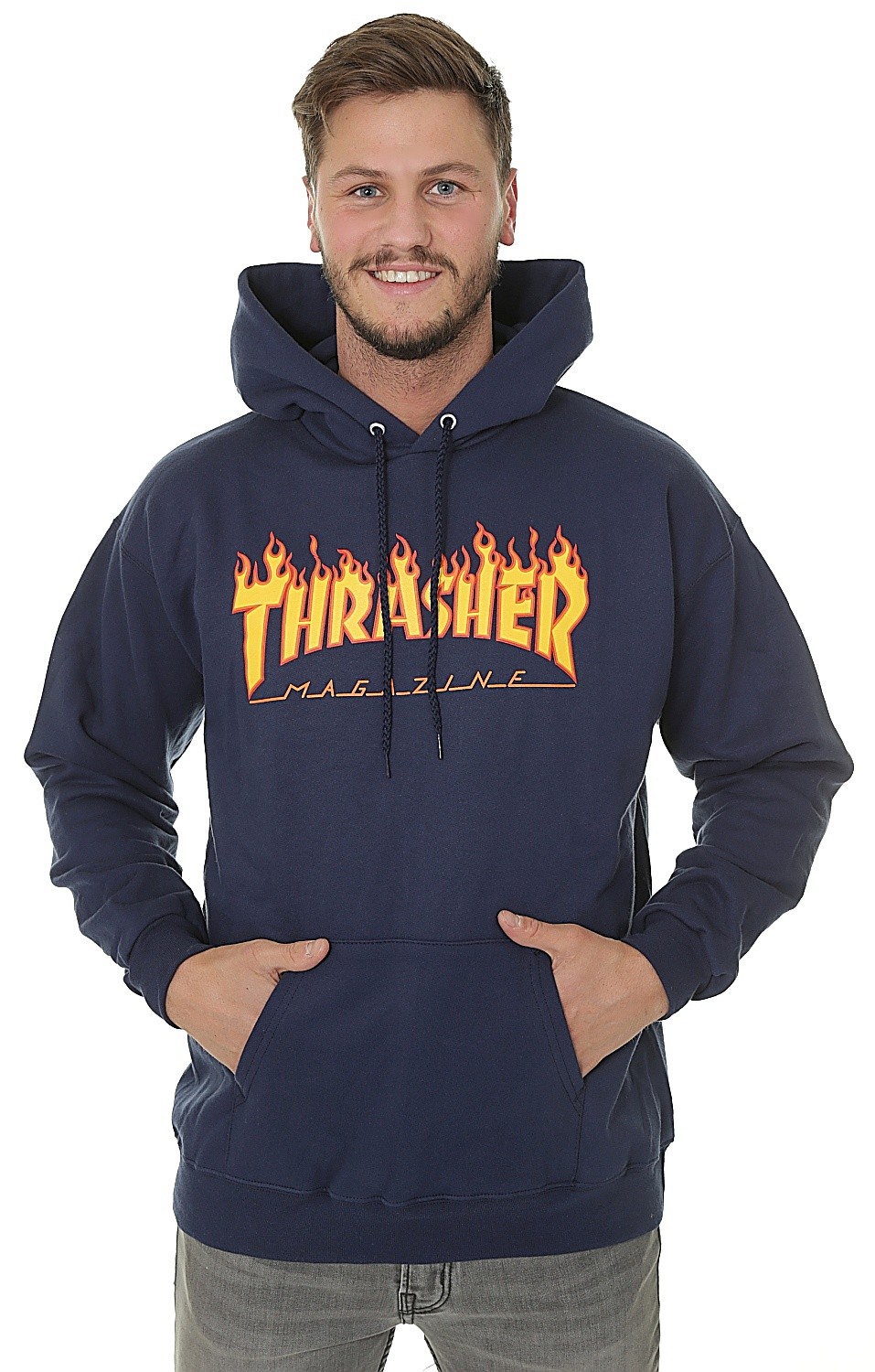 shirts Thrasher Flame Logo - Navy Blue