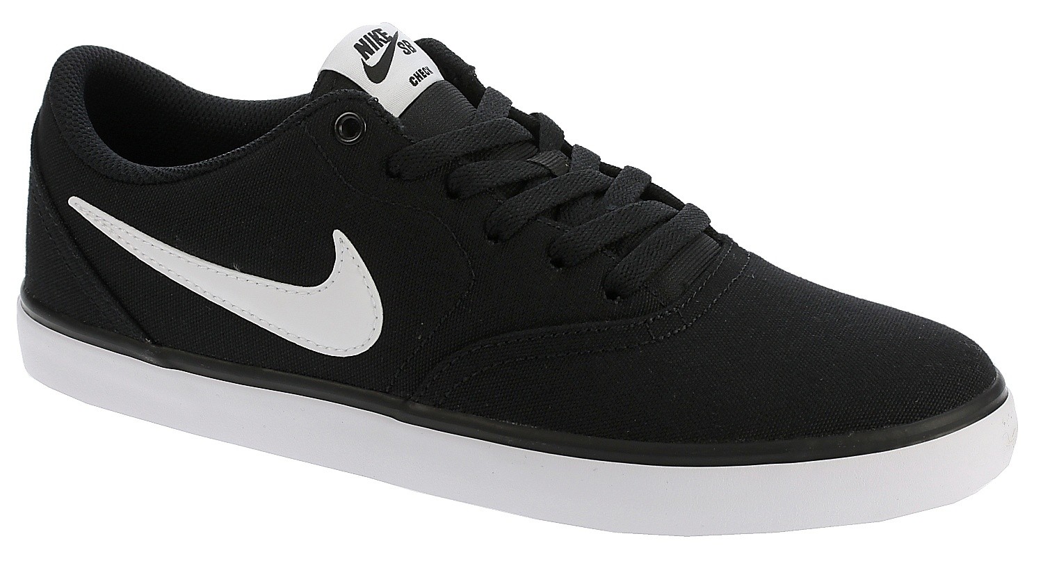 nike sb check solar canvas black white