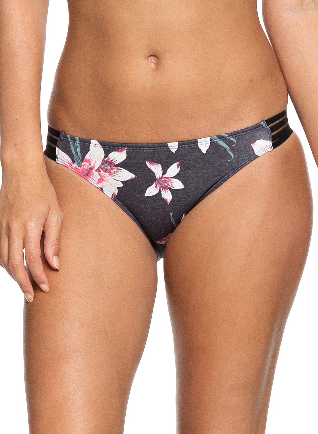 kąpielówki Roxy Fitness Regular Bottom - KPG7/Charcoal Heather Flower Field
