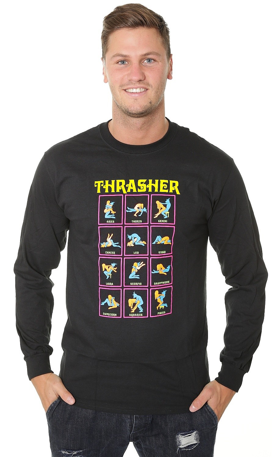 shirts Thrasher Black Light LS - Black - men´s