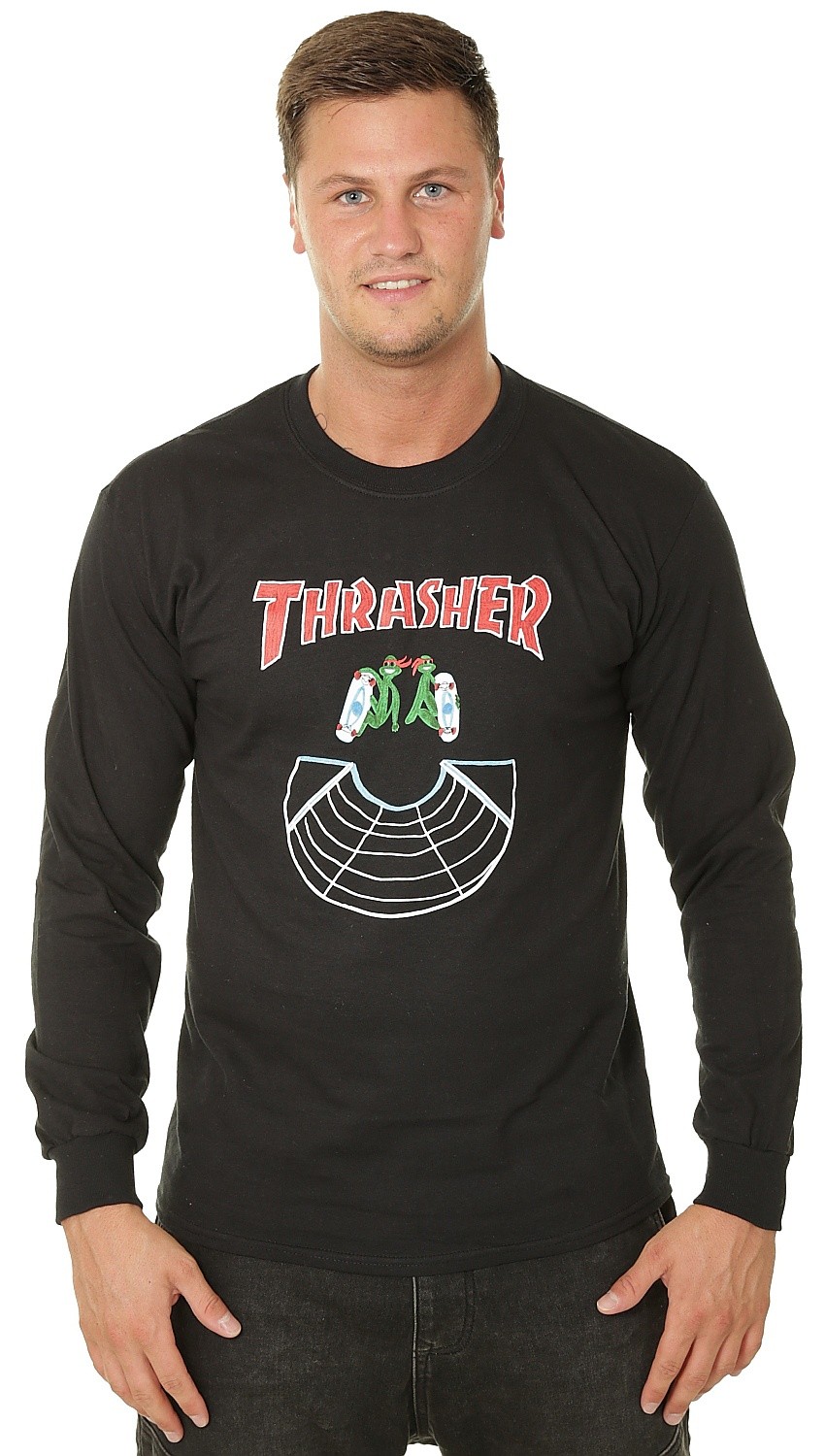 tricou Thrasher Doubles LS - Black - men´s