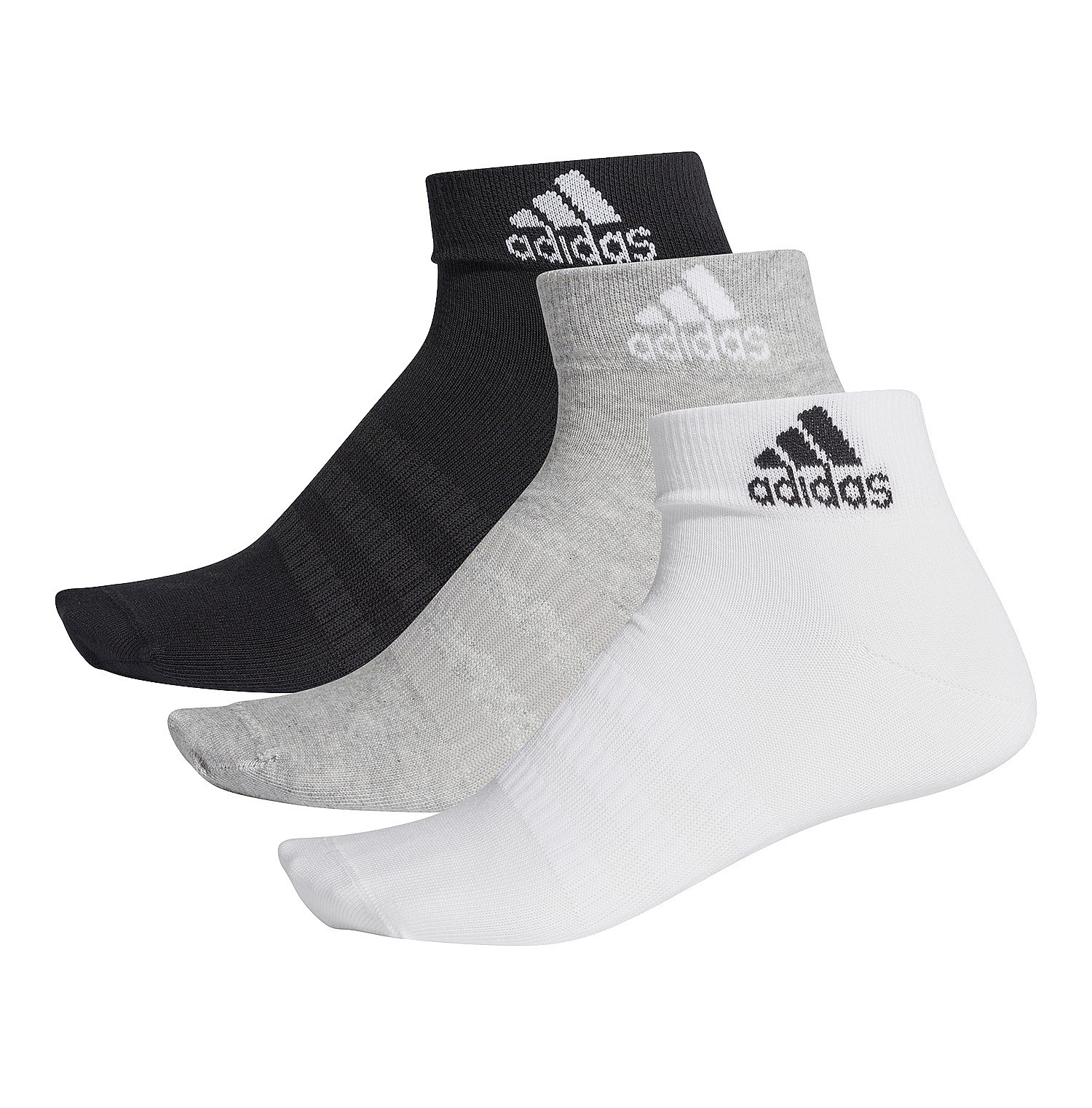 chaussettes adidas Performance Light Ank 3 Pack - Medium Gray Heather/White/Black