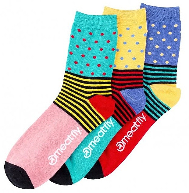 Socken Meatfly Stripes Dot 3Pack - Multicolor
