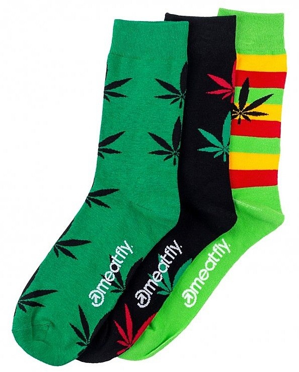 Socken Meatfly Ganja Green 3 Pack - Multicolor
