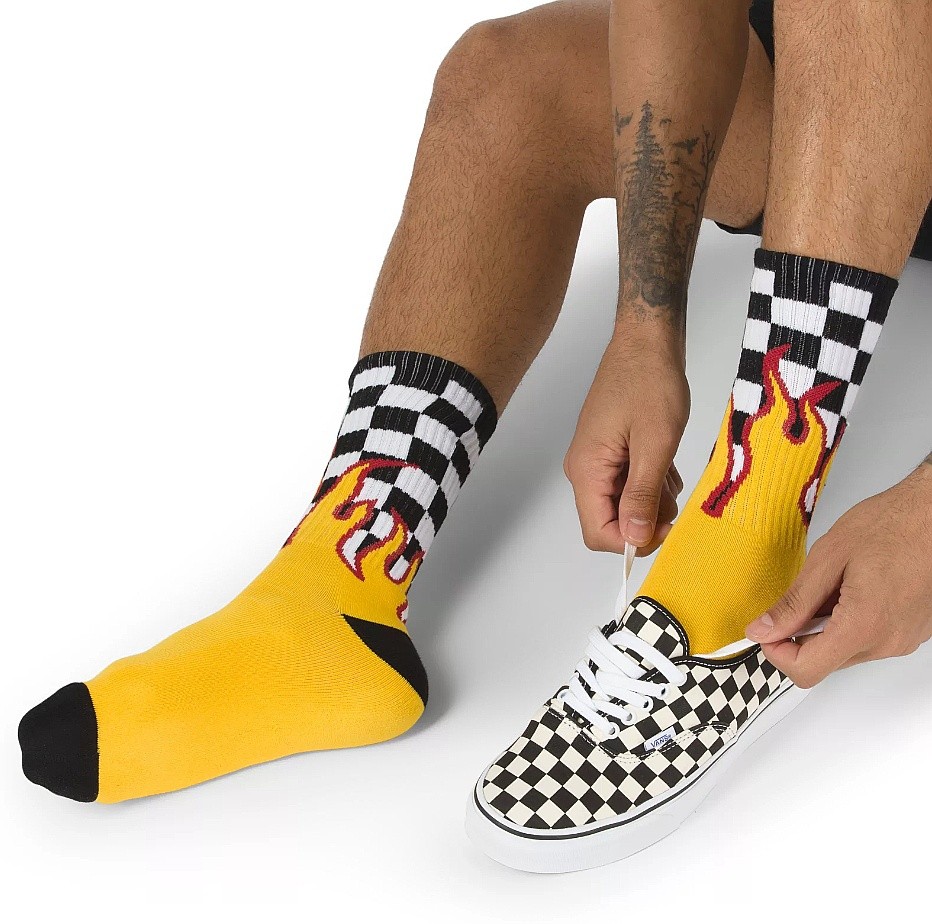 носки Vans Flame Check Crew - Black Tie Dye