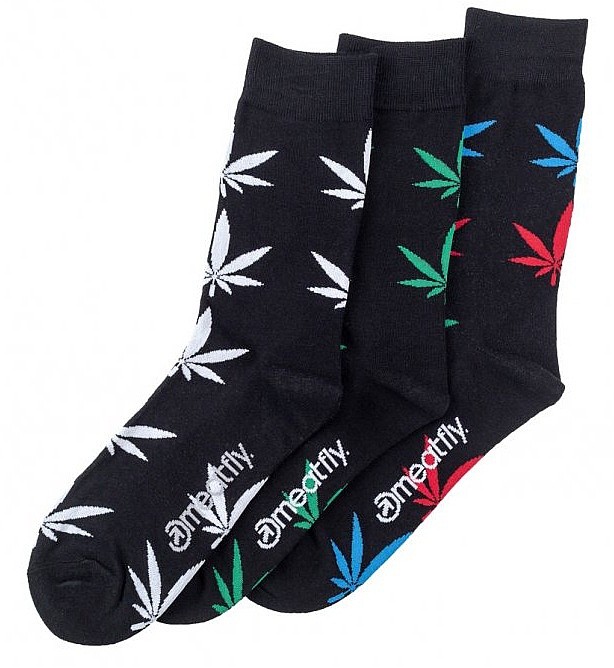 chaussettes Meatfly Ganja Black 3 Pack - Multicolor