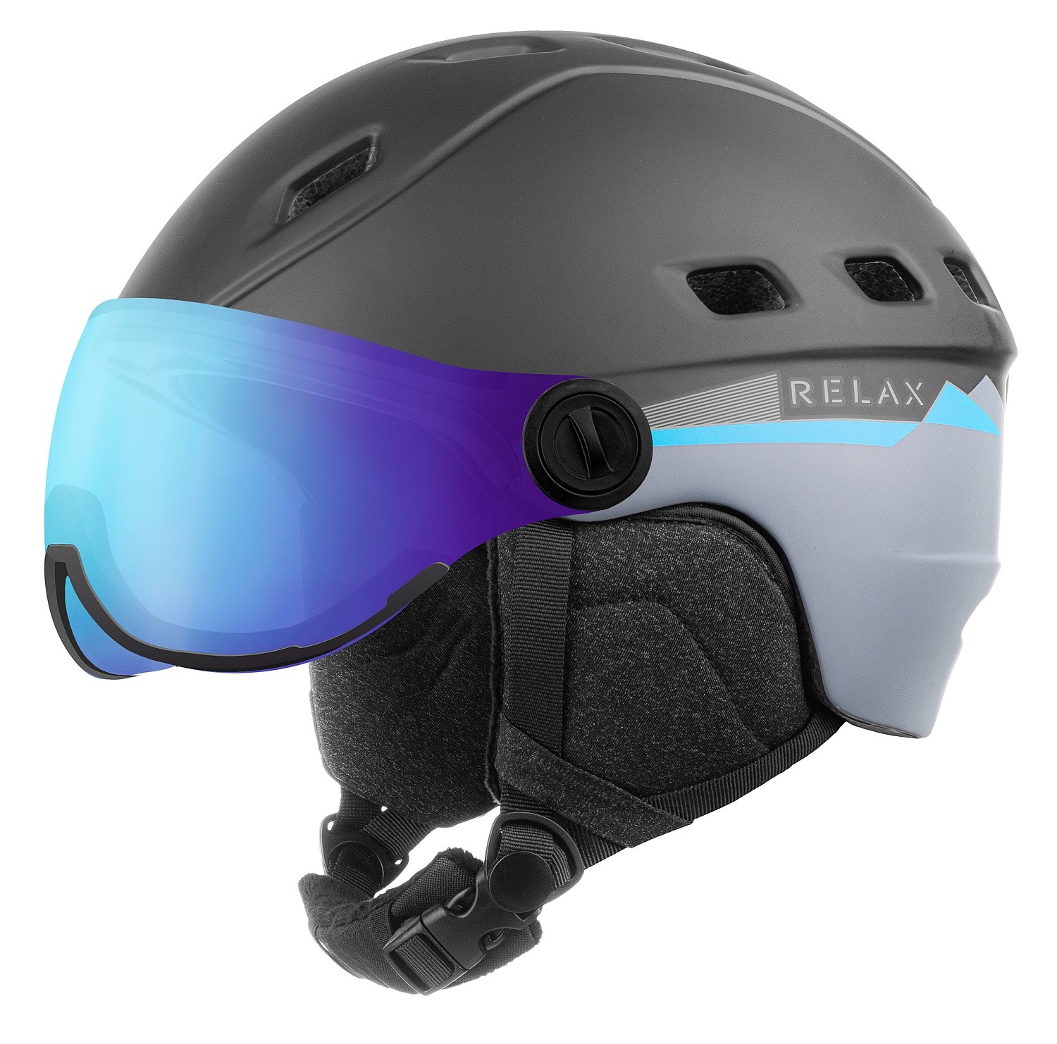capacete Relax Polar Visor - RH30B/Matte Black/Gray/Blue