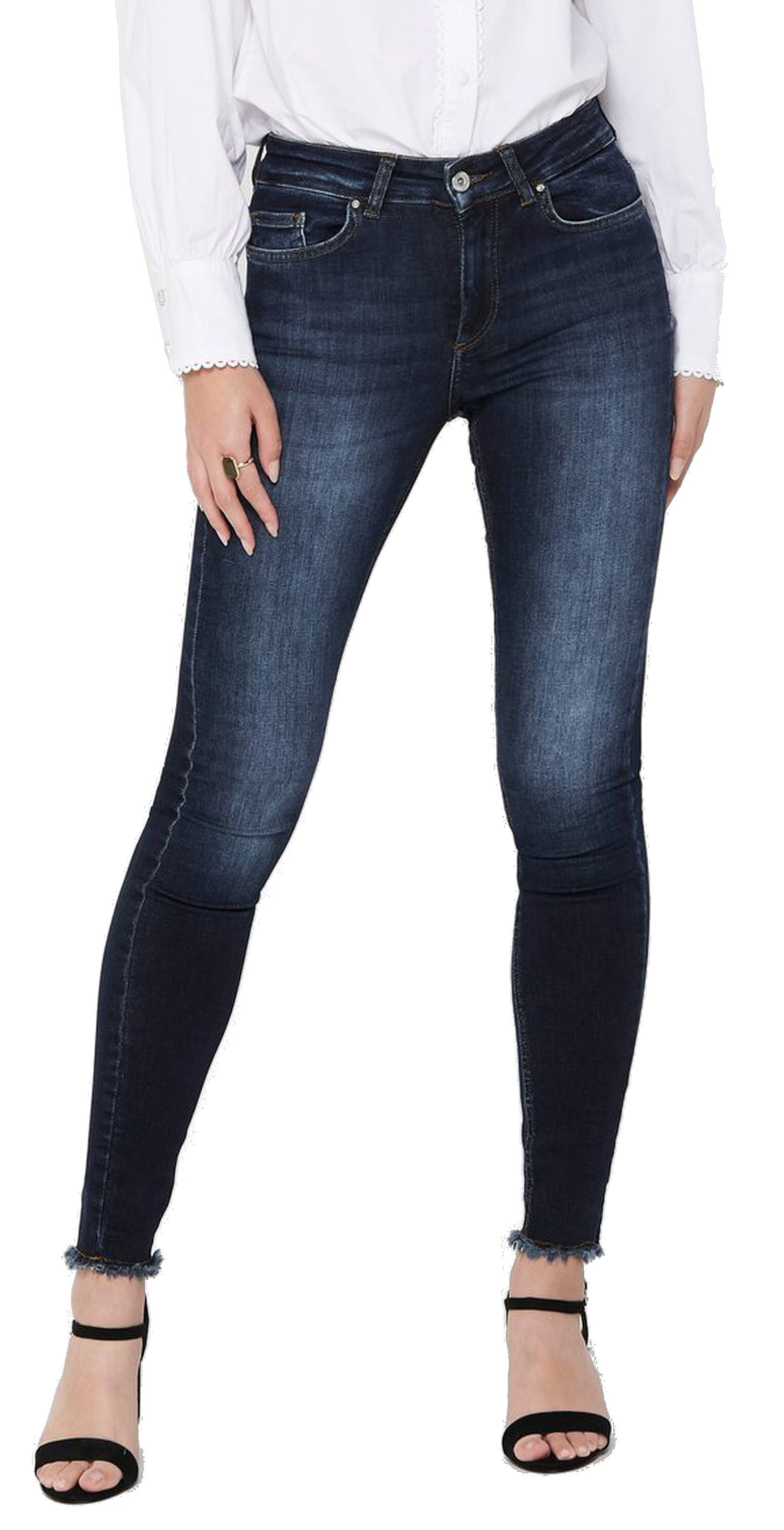 dżinsy ONLY Blush Life Mid SK Ank RW Rea837 - Dark Blue Denim