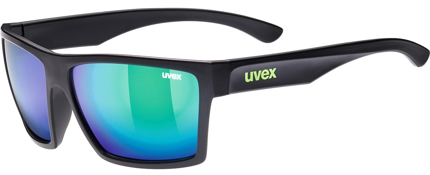 des lunettes Uvex LGL 29 - Black Mat/Mirror Green