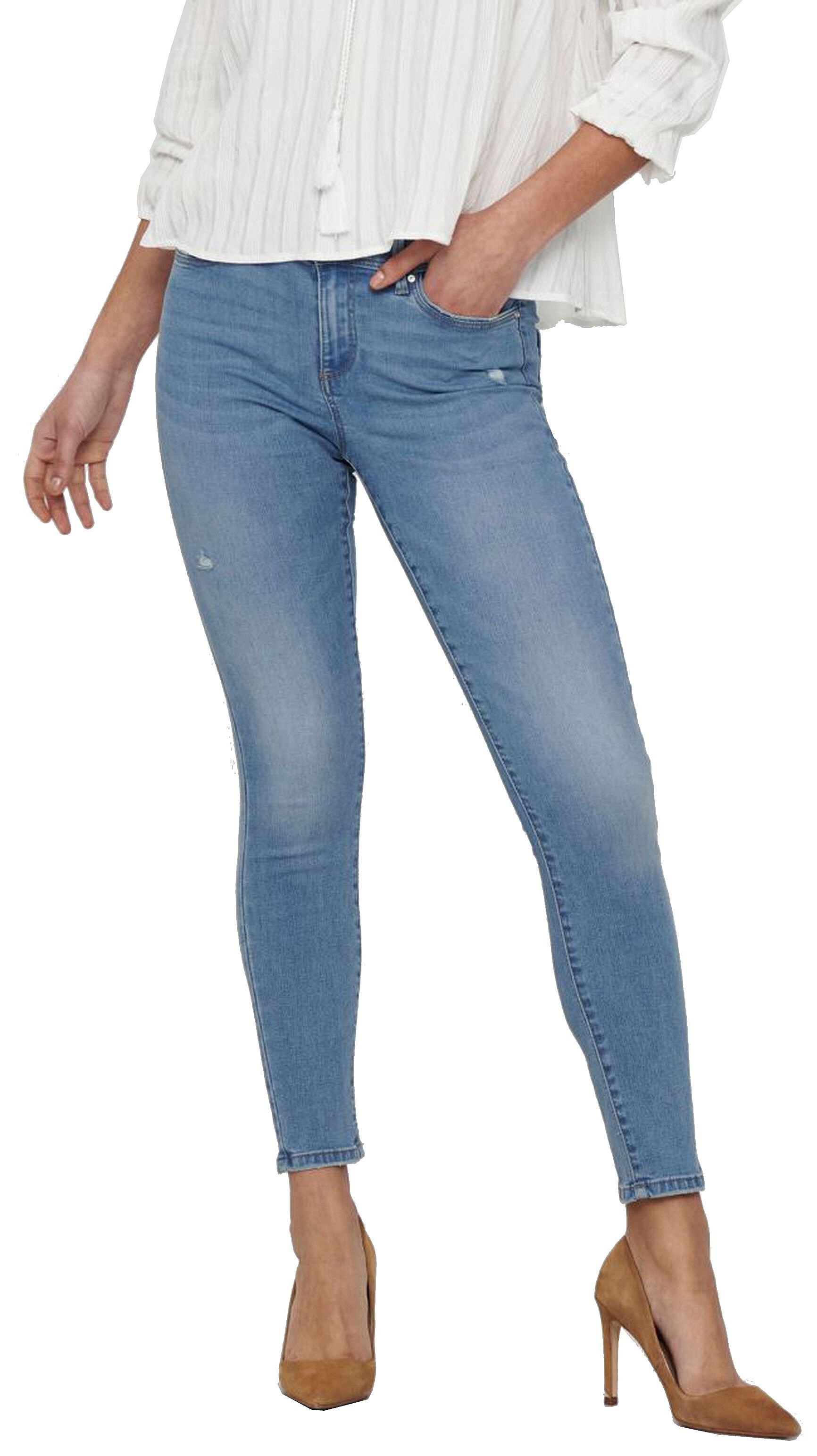 dżinsy ONLY Wauw Life Mid SK Dest BJ759 - Light Medium Blue Denim