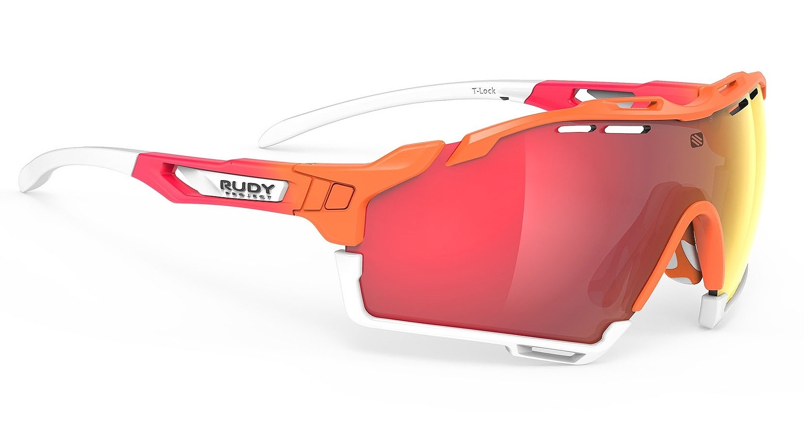 des lunettes Rudy Project Cutline - Mandarin Fade/Coral Matte/Multilaser Red
