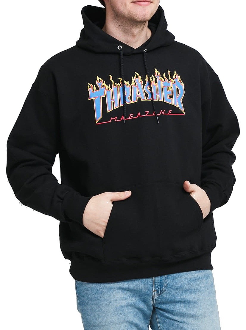 tréningfelső Thrasher Flame Logo - Black/Blue - men´s