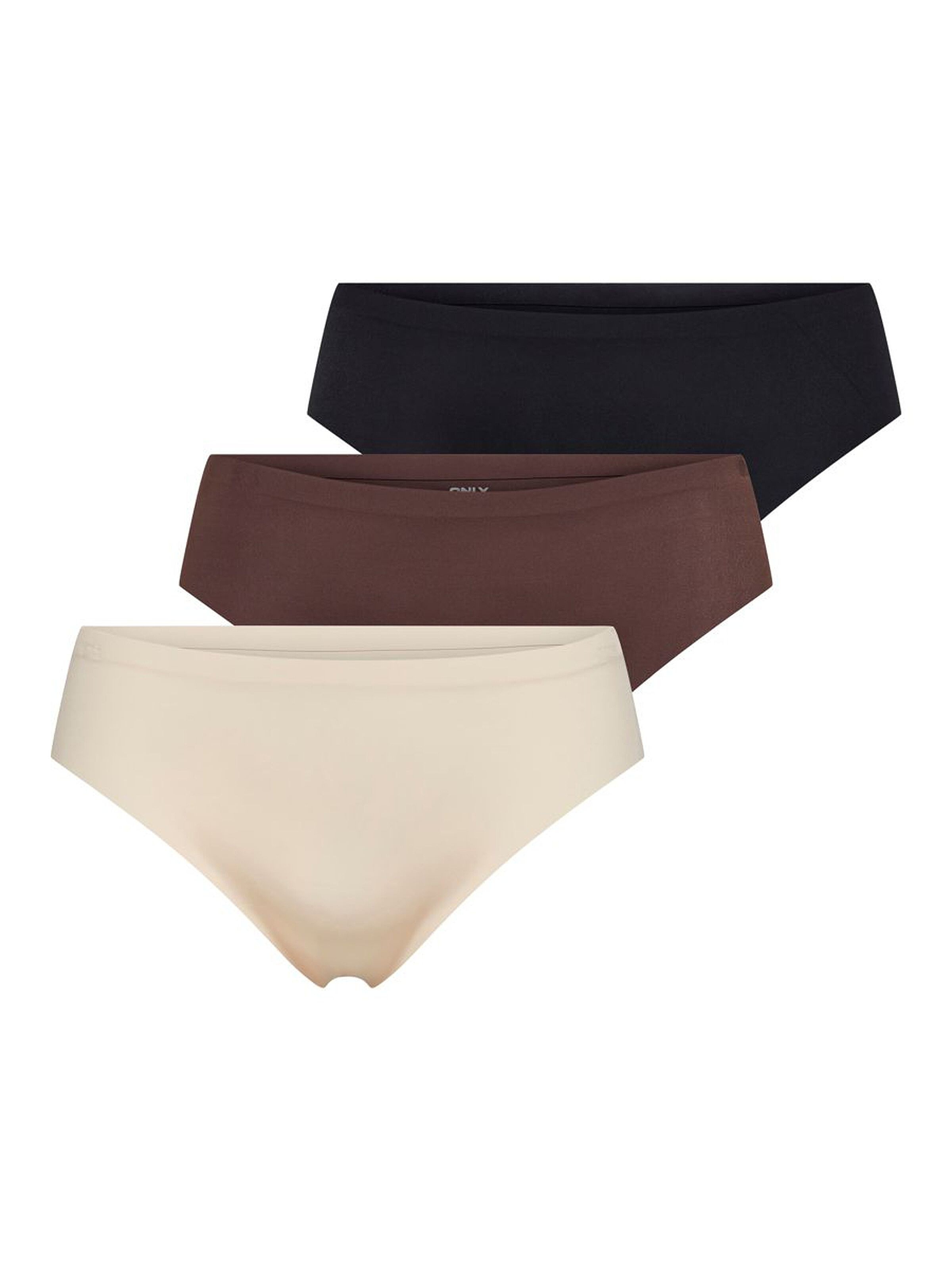 трусы ONLY Tracy Seamless Briefs 3 Pack - Black/Brown/Creme - women´s