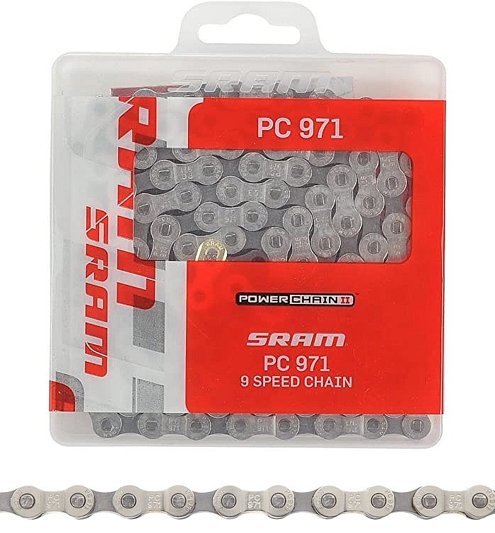 łańcuch Sram 06 CN PC 971 114LI W/PWR.LNK 9SPD - Silver/Grey