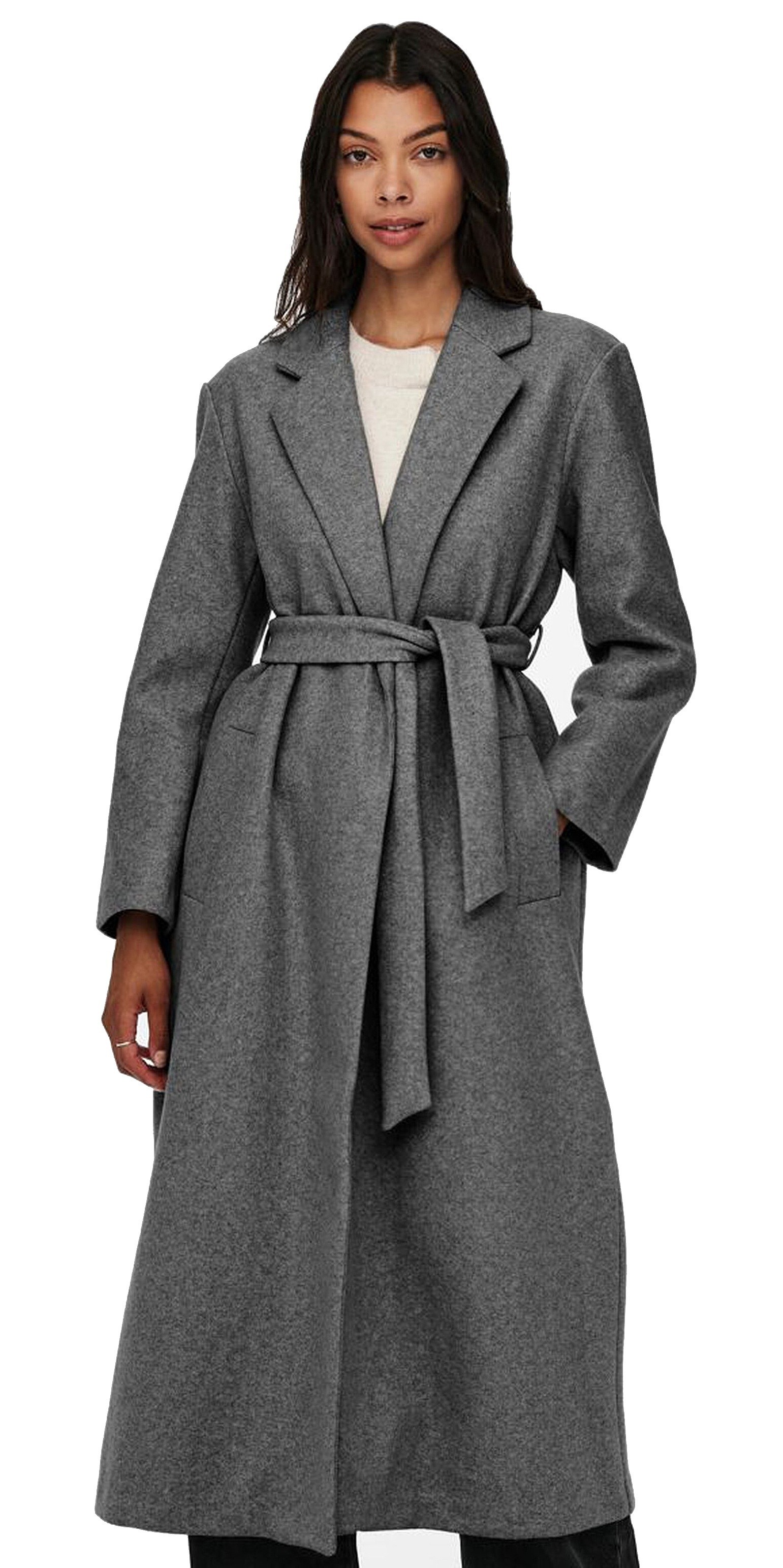 manteau ONLY Trillion Belt X-Long Coatigan CC Pnt - Medium Grey Melange - women´s