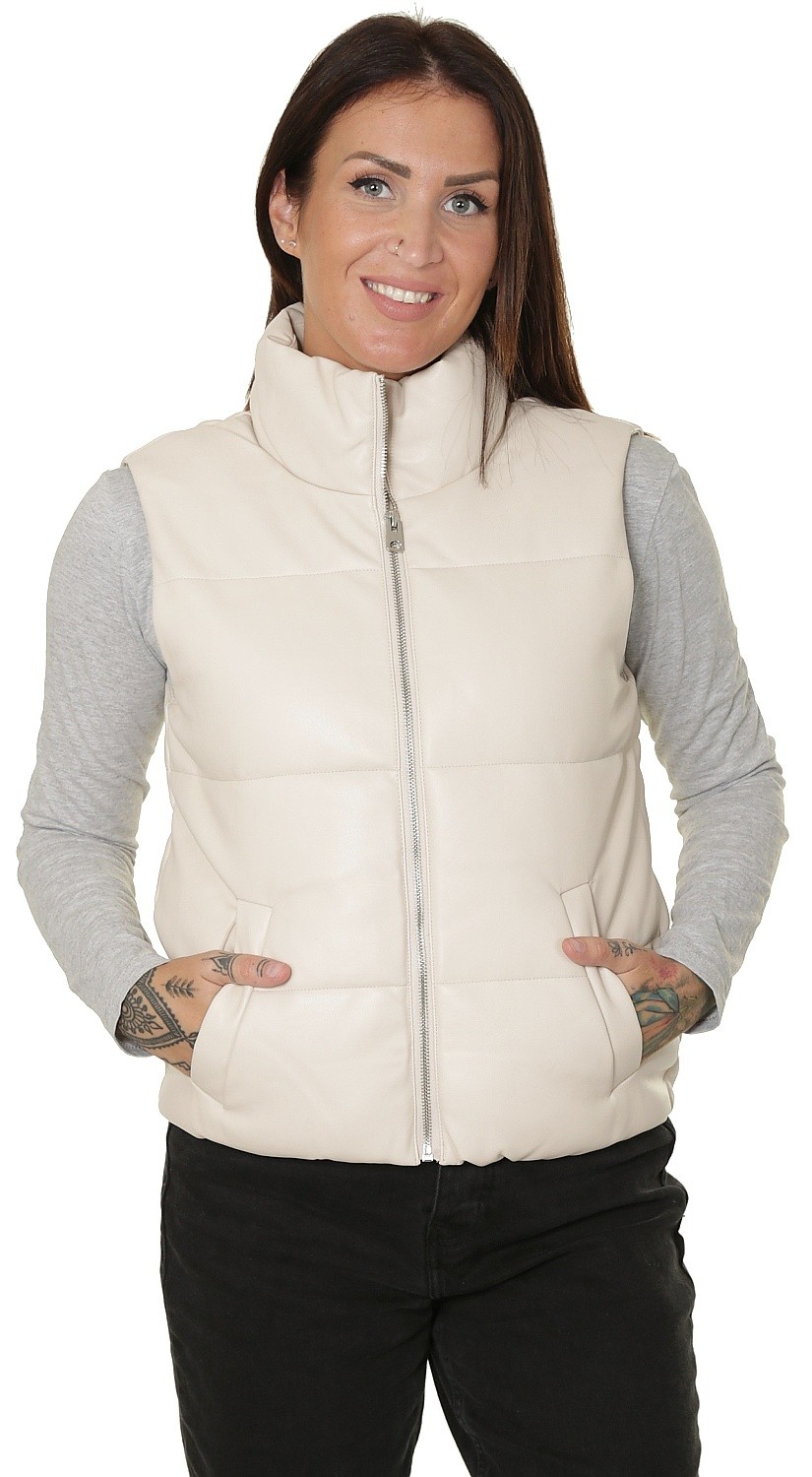 kamizelka Jacqueline de Yong Trixie Faux Leather - Almond Milk
