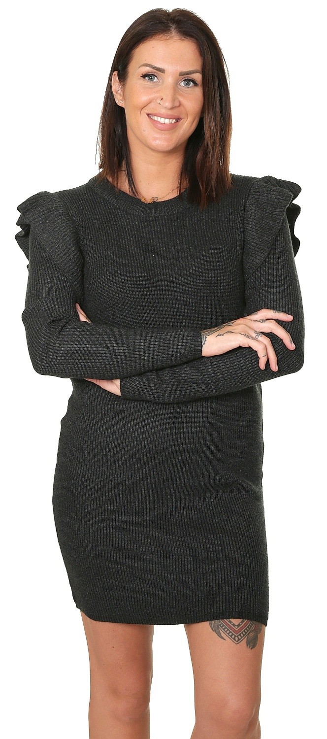 robe Jacqueline de Yong Willa Frill - Dark Grey Melange - women´s