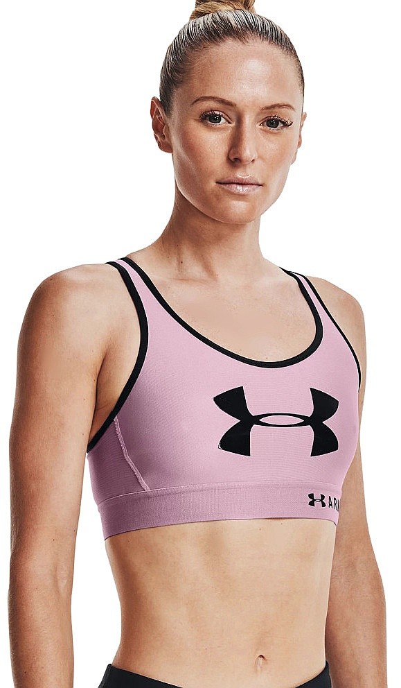 soutien-gorge Under Armour Mid Keyhole Graphic - 698/Mauve Pink/Black - women´s