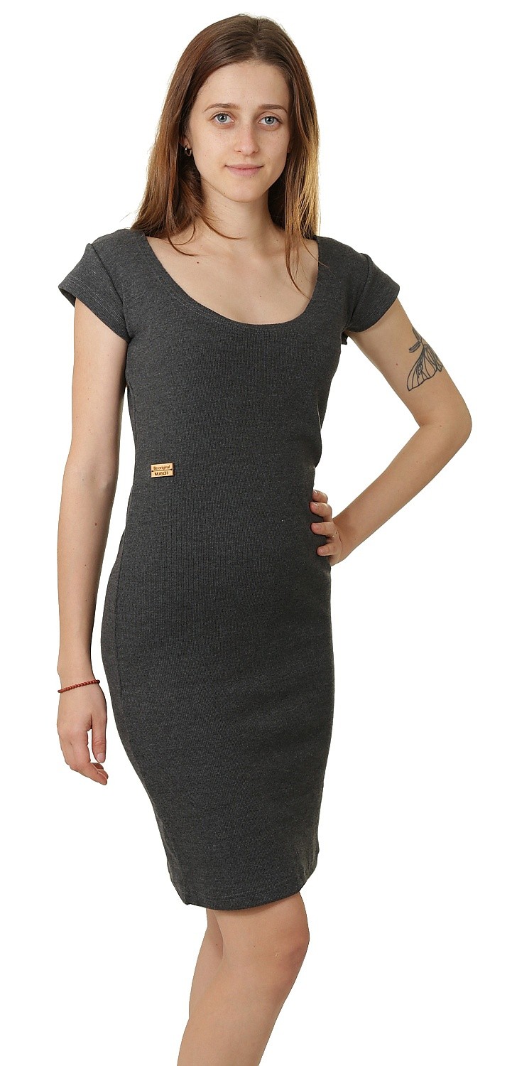 robe M.ASCH-Be original Short Ribbed With Mini Sleeves - Antracit - women´s