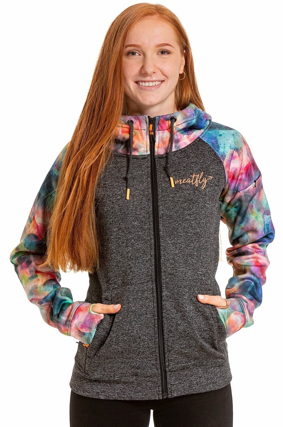 Sweatshirt Meatfly Alisha Zip - Universe Color/Grey Heather - women´s