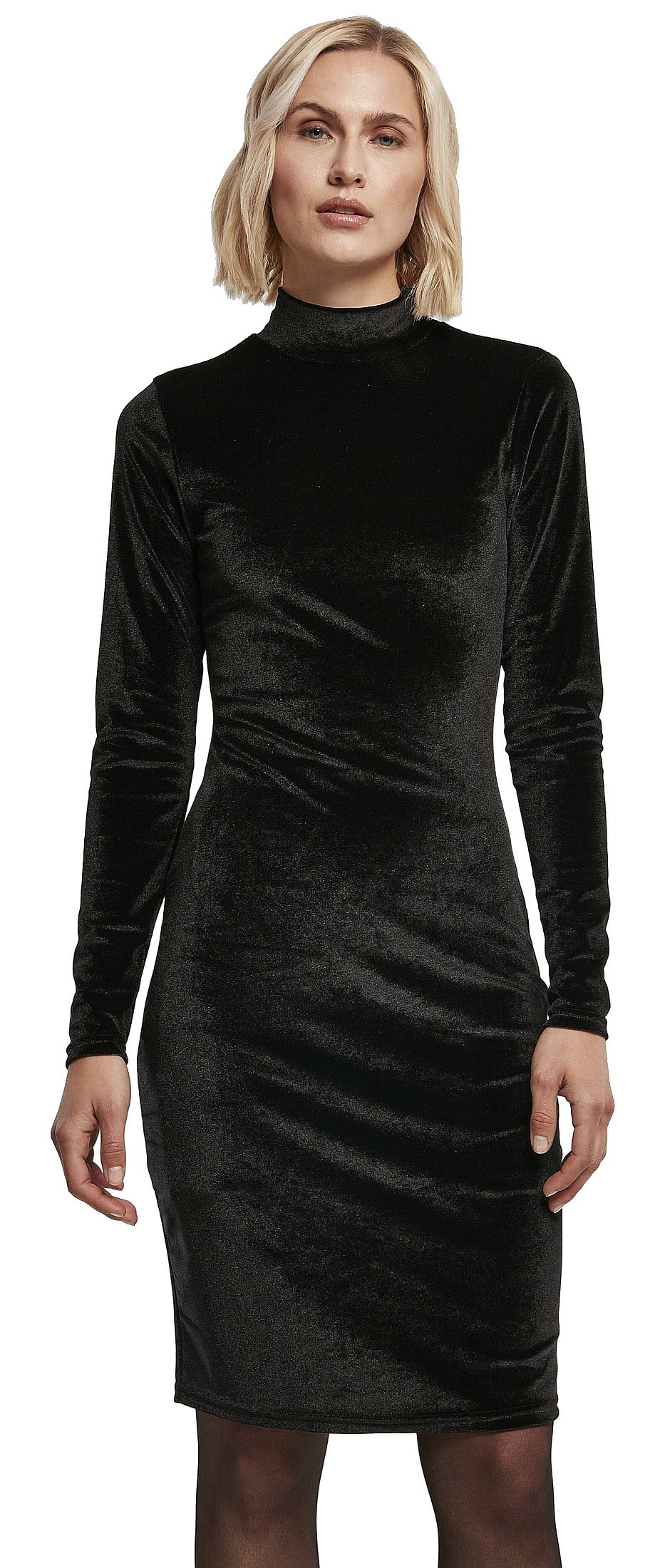 robe Urban Classics Velvet Turtle Neck/TB4550 - Black - women´s