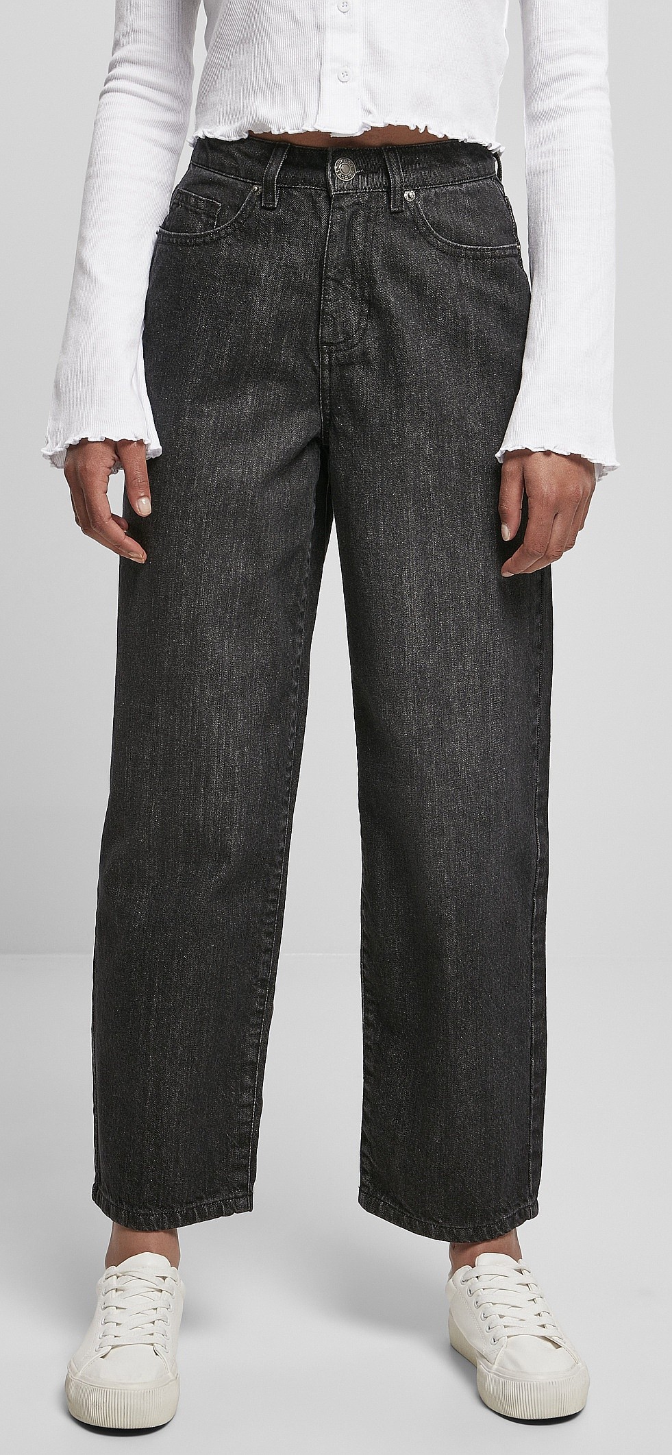 jeans Urban Classics High Waist Wide Leg Cropped Denim/TB4541 - Black Washed - women´s