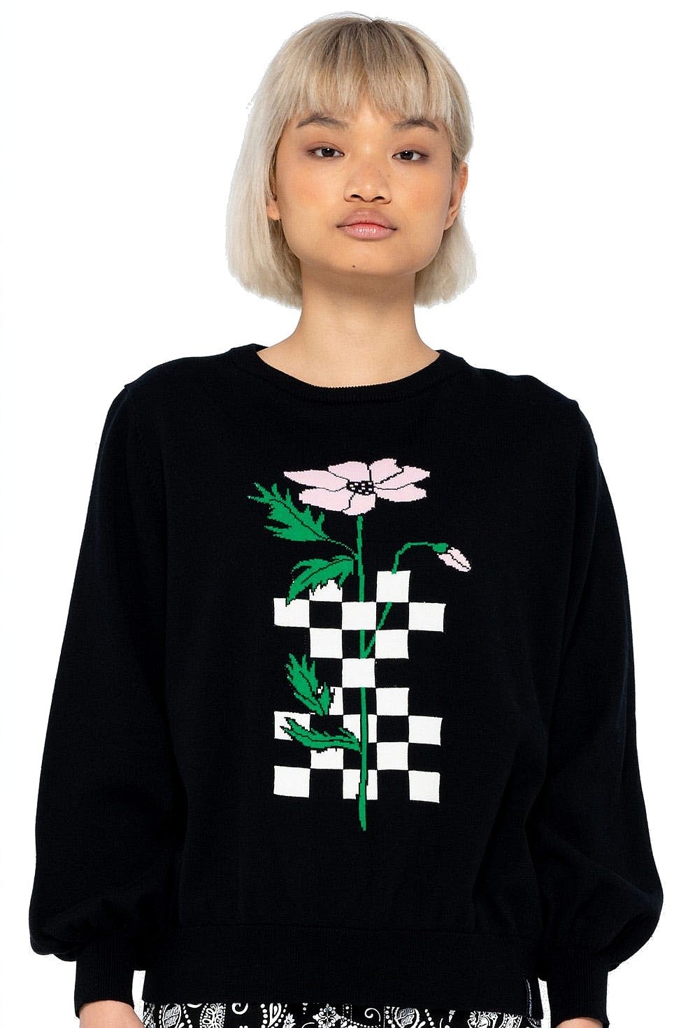 свитер Santa Cruz Checkerbloom Knit Crew - Black - women´s