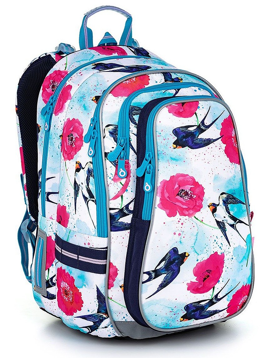 Rucksack Topgal LYNN 22008 - G/Blue/Swallows/Poppies - girl´s