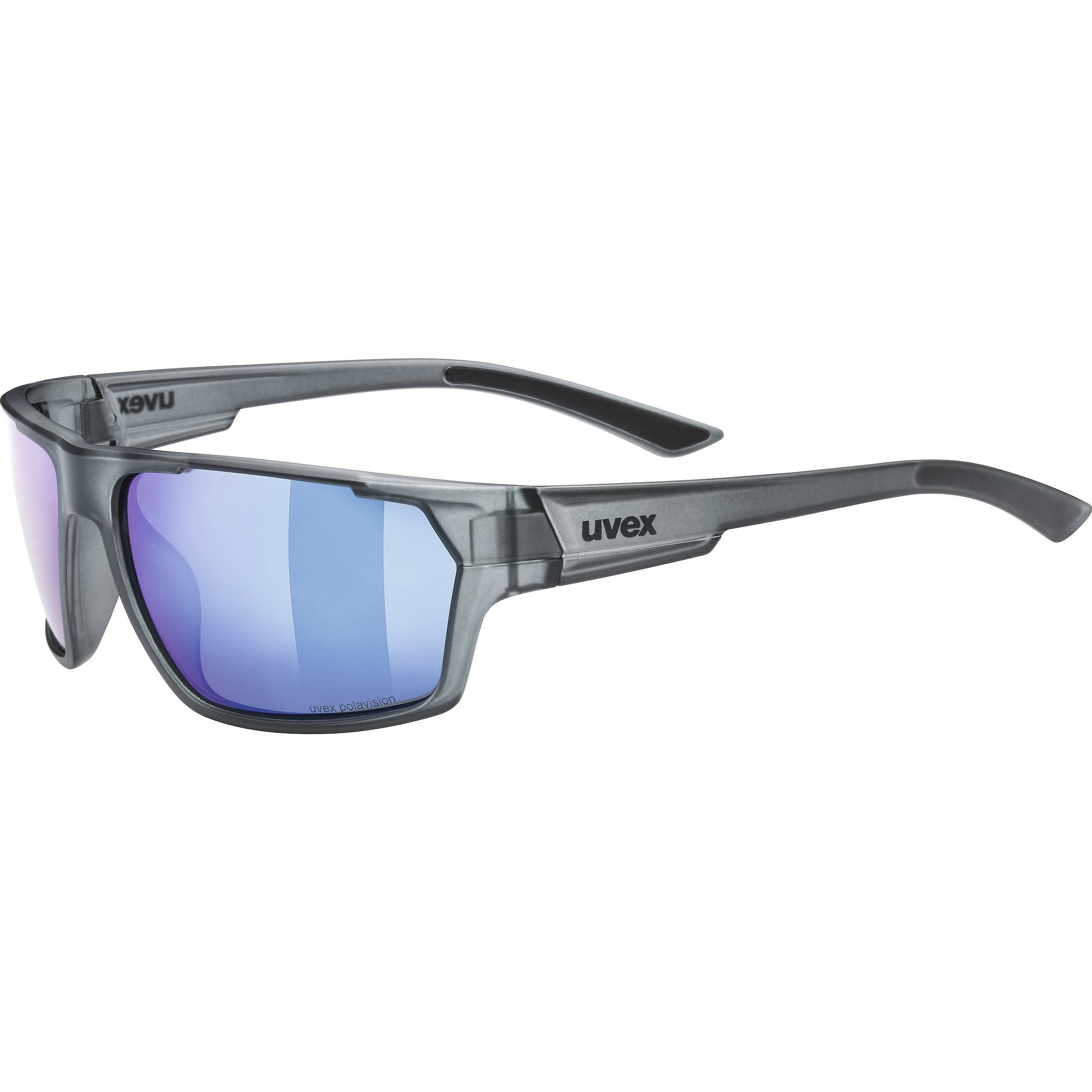 Brille Uvex Sportstyle 233 P - Smoke Mat/Mirror Blue Cat.3 Polavision