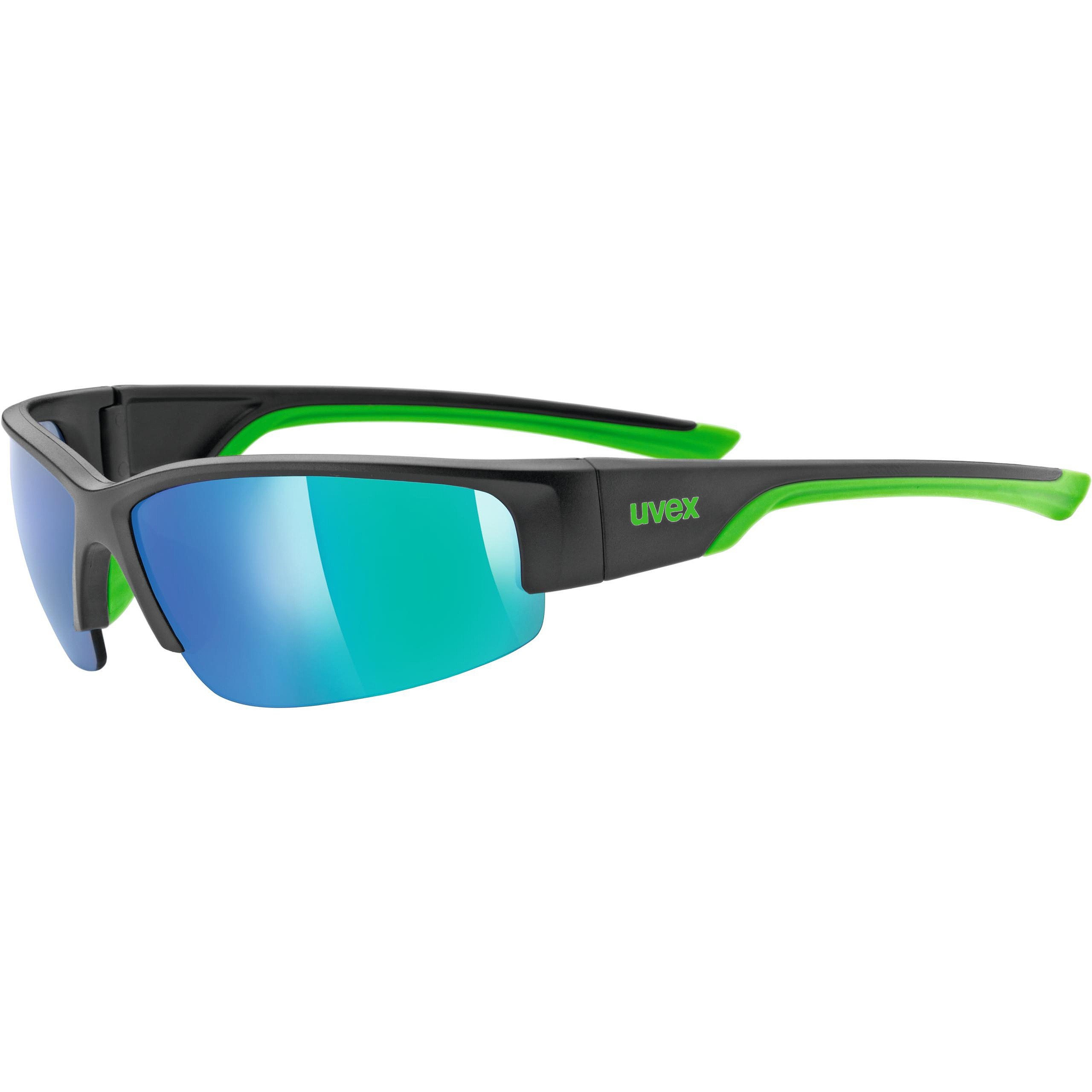 des lunettes Uvex Sportstyle 215 - Black Mat Green/Green
