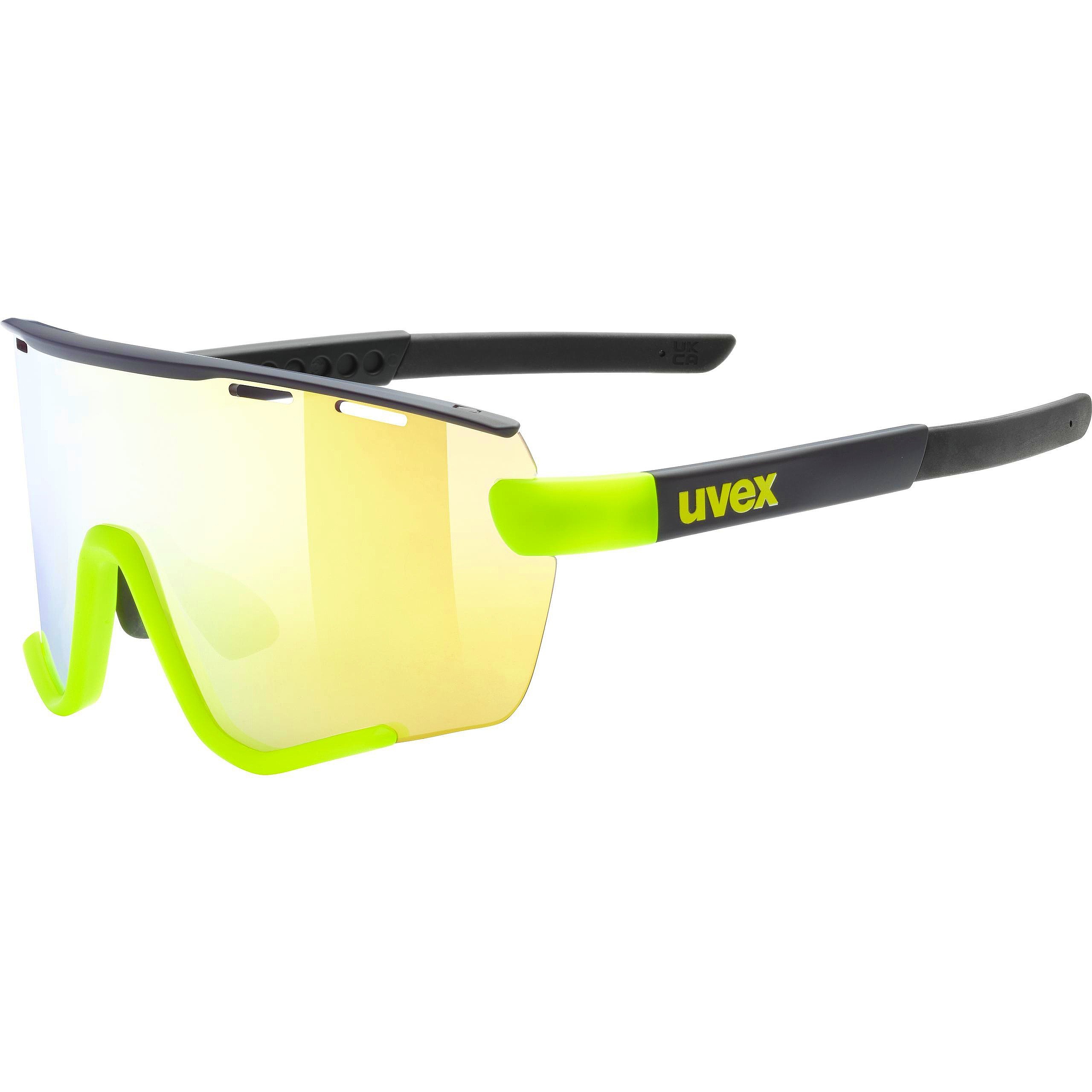 des lunettes Uvex Sportstyle 236 Set - Black Lime Mat/Mirror Yellow Cat.2