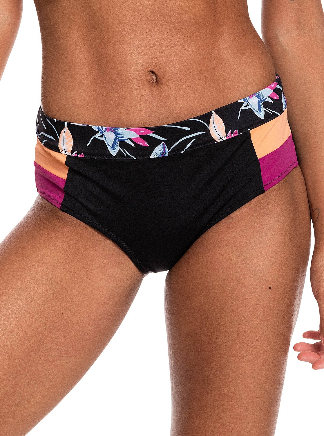 Badeanzug Roxy Active Shorty Bottom - KVJ6/Anthracite Floral Flow - women´s