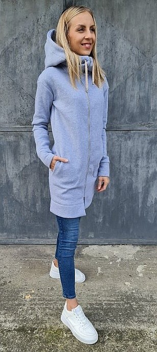 sweat-shirt M.ASCH-Be original Long Insulated Hooded Zip - Grey - women´s