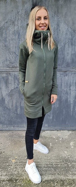 Sweatshirt M.ASCH-Be original Long Insulated Hooded Zip - Khaki - women´s