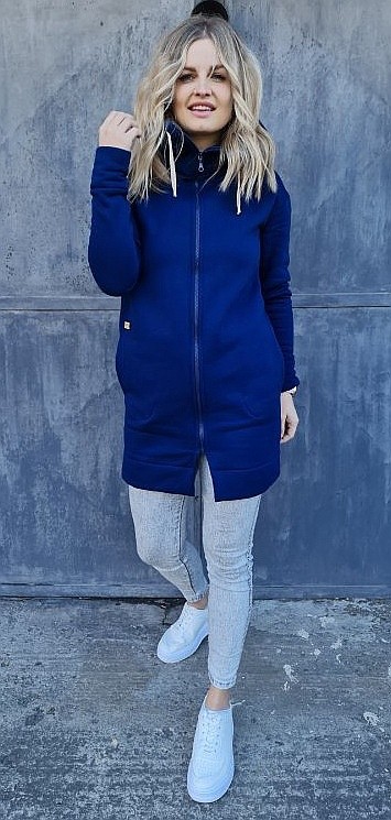 sweat-shirt M.ASCH-Be original Long Insulated Hooded Zip - Blue - women´s