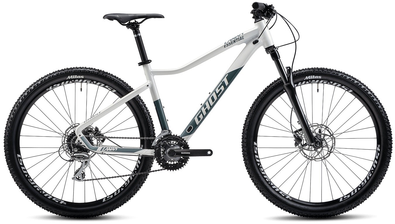 bicykel Ghost Lanao Essential 27.5" - Pearl White/Metallic Green Gloss