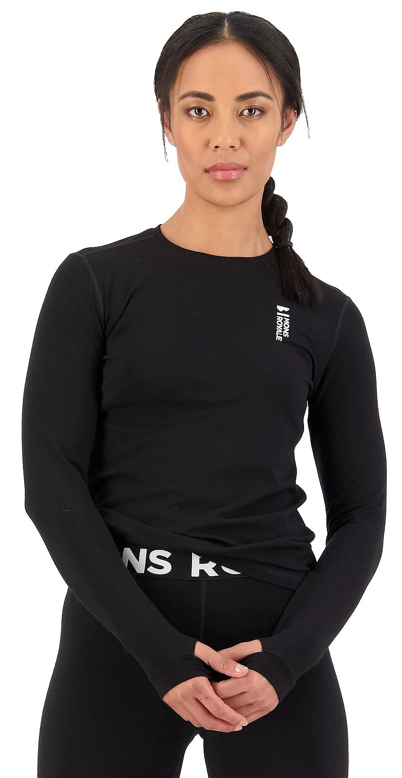T-shirt Mons Royale Cascade Merino Flex 200 LS - Black