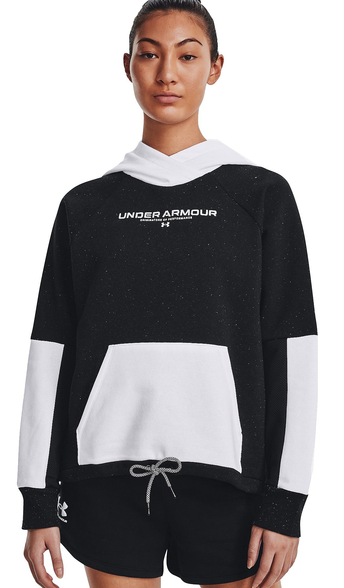 bluza Under Armour Rival + Fleece Hoodie - 001/Black/White