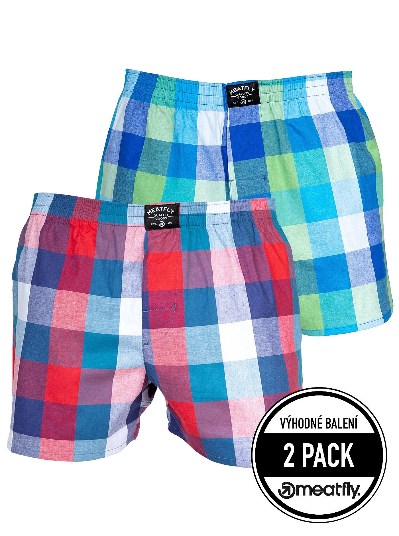 Boxershorts Meatfly Doug 2 Pack - Navy Red/Green - men´s