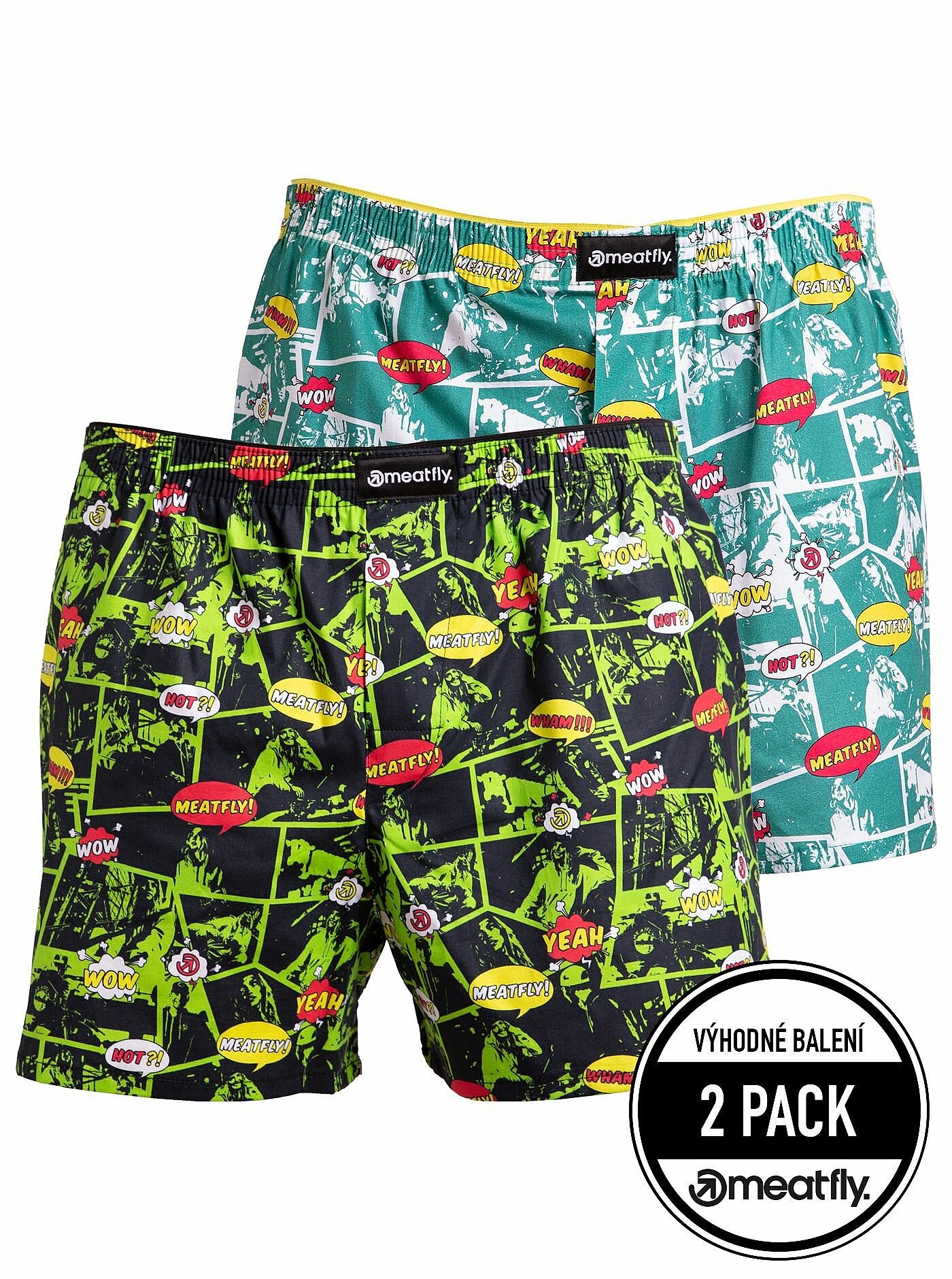 short Meatfly Agostino 2 Pack - Green Comics - men´s